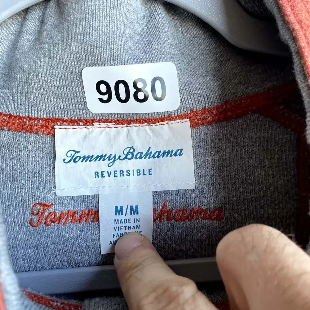 Tommy Bahama Men's Size Medium Orange Long Sleeve 1/4 Zip Pullover Sweater